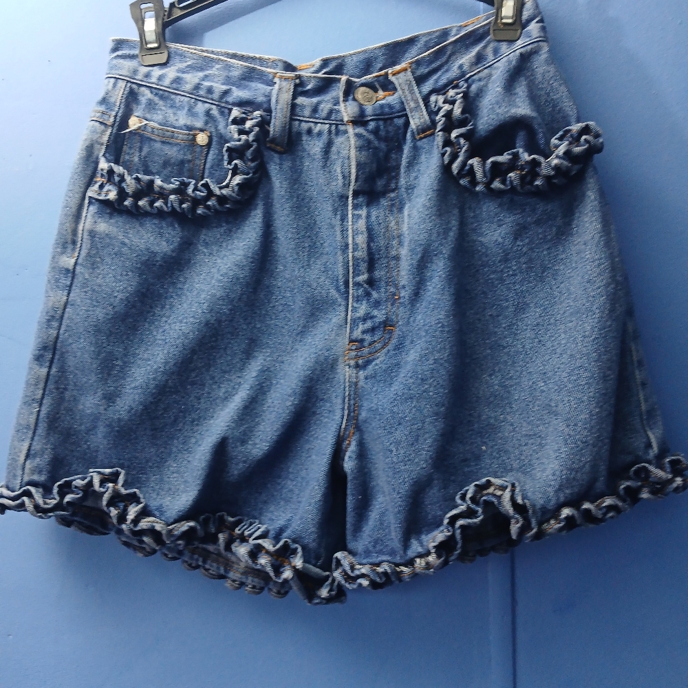Gitano Blue Ruffled Jean Shorts
